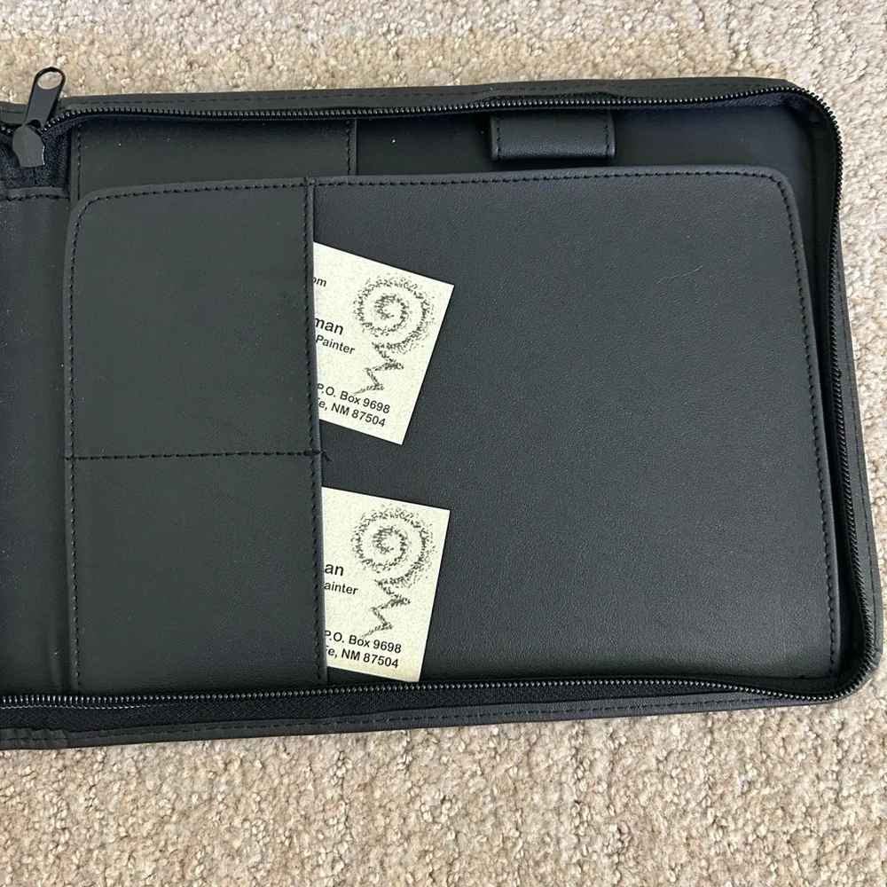 Portfolio faux blk leather 8” x 10” zippered SUPER FAST SHIPPING